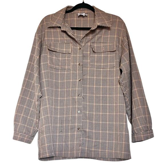 Princess Polly Brown Plaid Button-Up Shirt size 6 - Picture 6 of 11